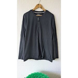 Kenneth Cole New York Mens XL Black Long Sleeve 100% Cotton Henley Shirt